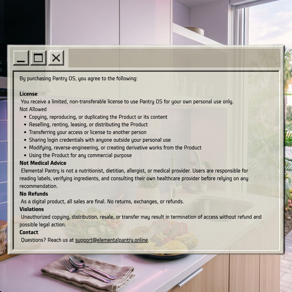 PantryOS™ - Interactive Allergy Friendly Grocery & Meal Planner for Your Orlando Trip