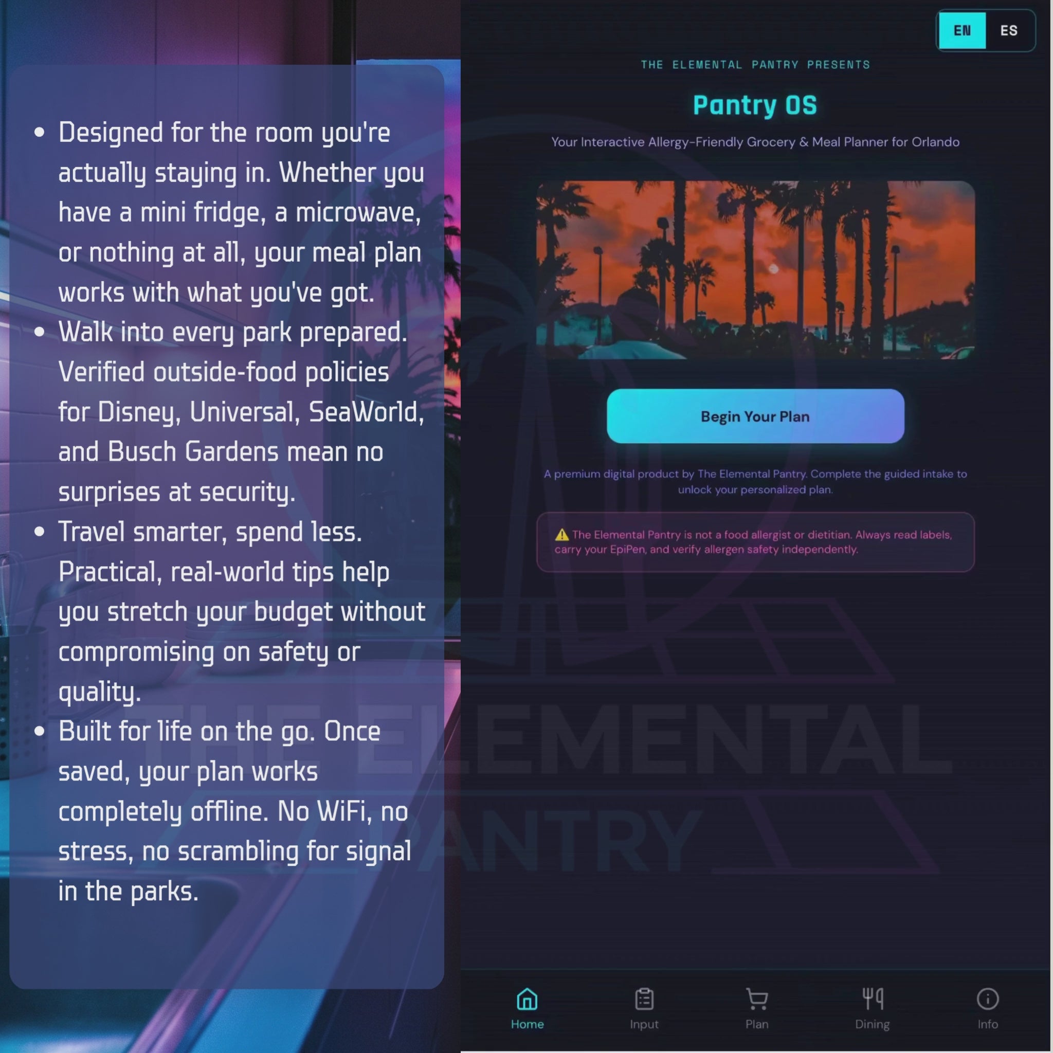 PantryOS™ - Interactive Allergy Friendly Grocery & Meal Planner for Your Orlando Trip